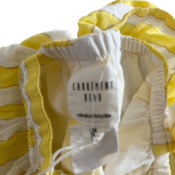 Carrement Beau Girls White Yellow Metallic Striped Summer Romper size 12 M - Picture 6 of 8